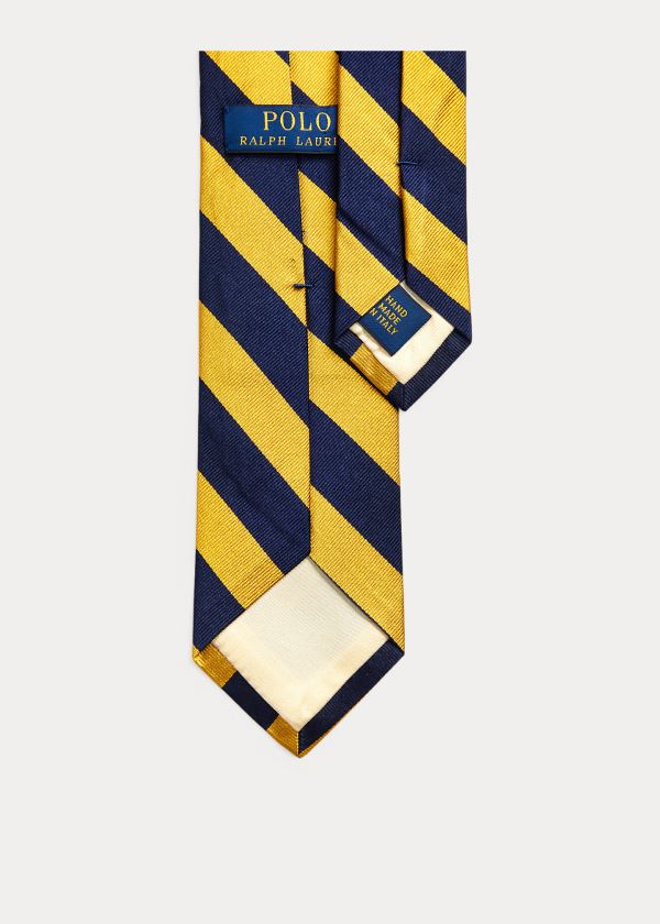 Corbatas Polo Ralph Lauren Hombre Azul Marino / Dorados - Striped Silk Repp Narrow - GKOVY5240